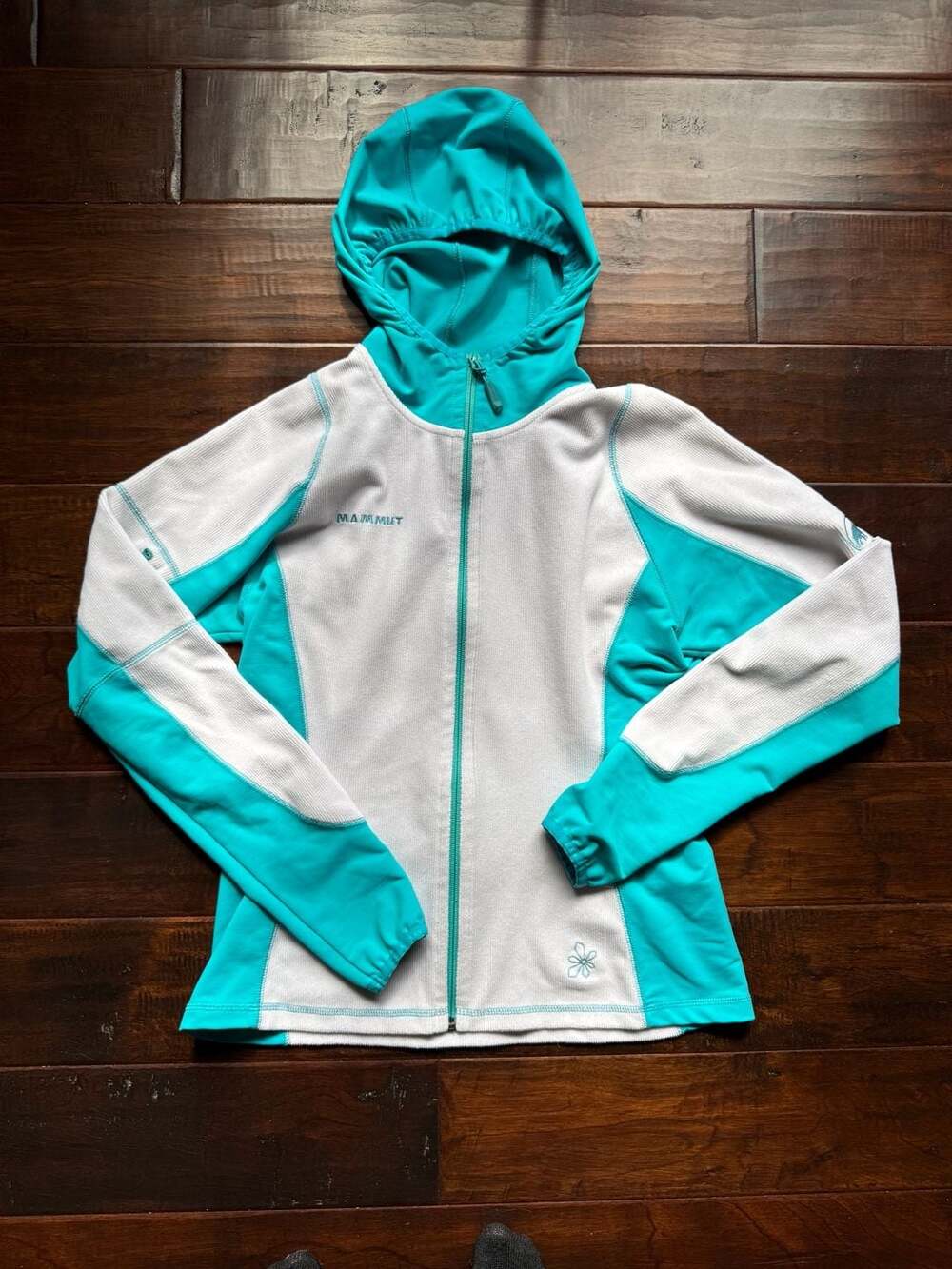 Vintage Mammut Women's Hybrid Grid Fleece Hooded Jacket Size M